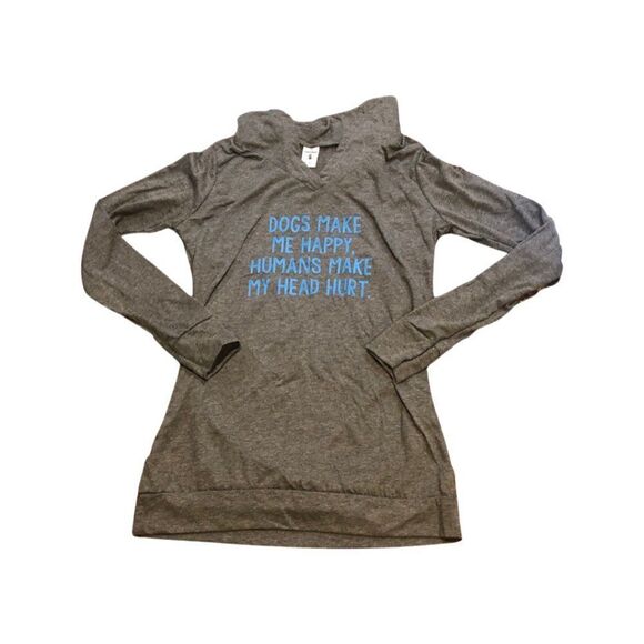 "Dogs Make Me Happy" Lightweight Hoodie - Picture 1 of 4